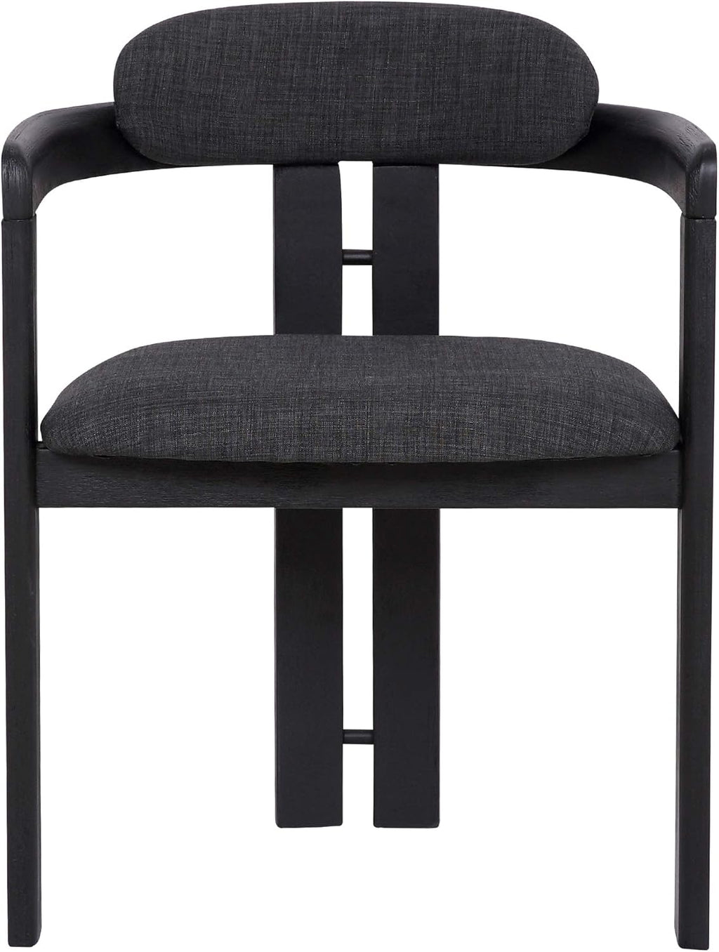 Armen Living Jazmin Contemporary Dining Chair in Black Brushed Wood Finish and Charcoal Fabric - Set of 6