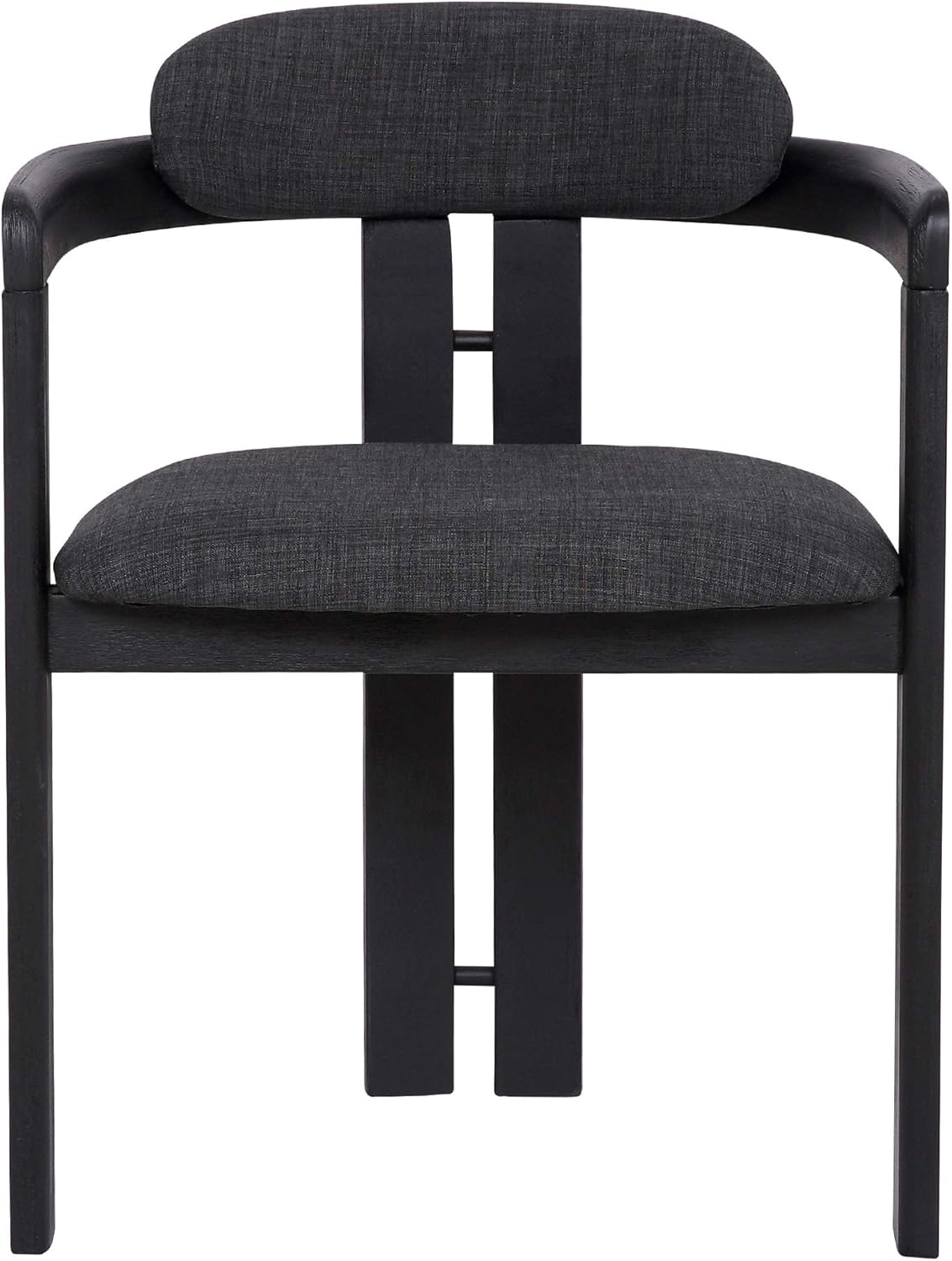 Armen Living Jazmin Contemporary Dining Chair in Black Brushed Wood Finish and Charcoal Fabric - Set of 6
