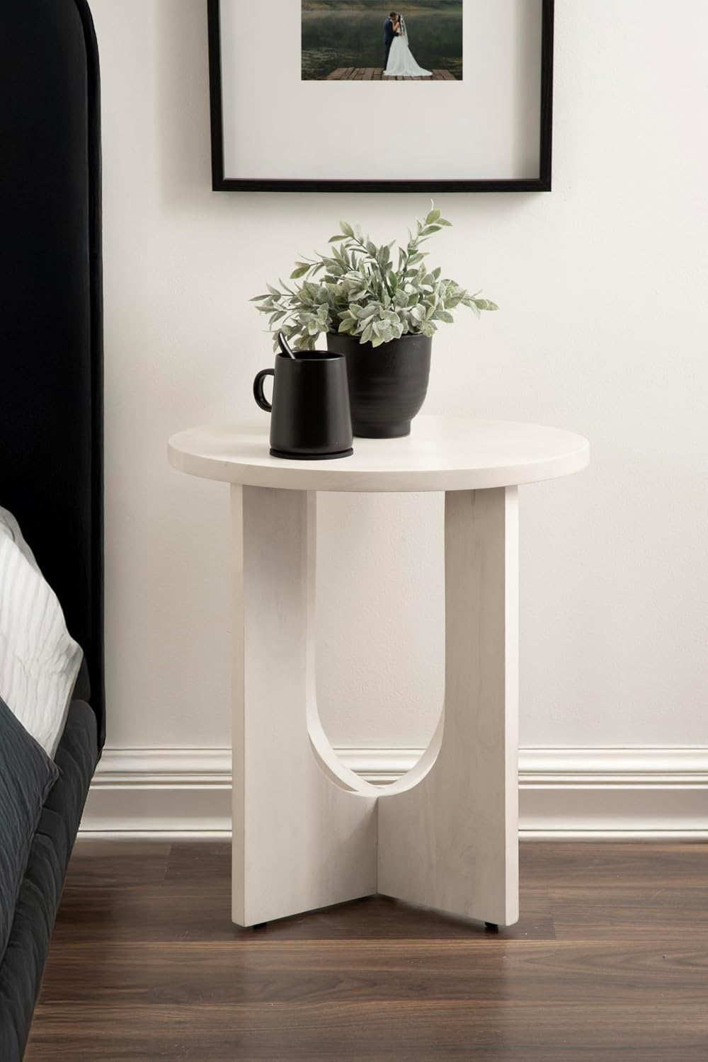 Kate and Laurel Sureda Modern Wooden Oval Side Table; 20 x 16 x 22; Bleached Wood; Transitional Wood End Table for Use as Bedroom Nightstand or Living Room Plant Stand Table