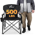 Sportneer Oversized Heavy Duty Camping Chair 500 LBS Capacity, Folding Portable Chair with Padded Seat, Strong Armrests for Easy Standing, Cup Holder & Side Storage Bag, Outdoor Camping Fishing Chair