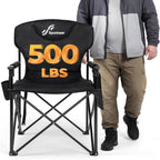 Sportneer Oversized Heavy Duty Camping Chair 500 LBS Capacity, Folding Portable Chair with Padded Seat, Strong Armrests for Easy Standing, Cup Holder & Side Storage Bag, Outdoor Camping Fishing Chair