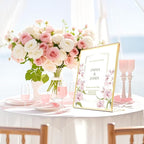 Acrylic Gold Frames 8 x10, Slanted Back Gold Picture Frames Table Acrylic Sign Holder for Photos Wedding Table Numbers and Art Display with Removable Clear Sticky Dots，6 Pack