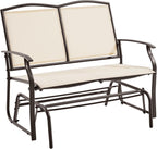 Yaheetech Glider Bench for Outside Patio 2-Person Outdoor Loveseat,Beige | Front Porch Bench and Patio Glider with Heavy-Duty Steel Frame for Backyard Poolside Garden and Smooth Gliding Motion for Two