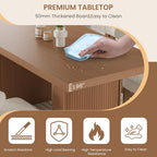 Garvee 70.8" Dining Table for 6 8 10, Modern Dining Room Table with Storage, Wood Kitchen Table with Fluted Legs, Dinner Tables for Kitchen Dining Room,Nut-Brown