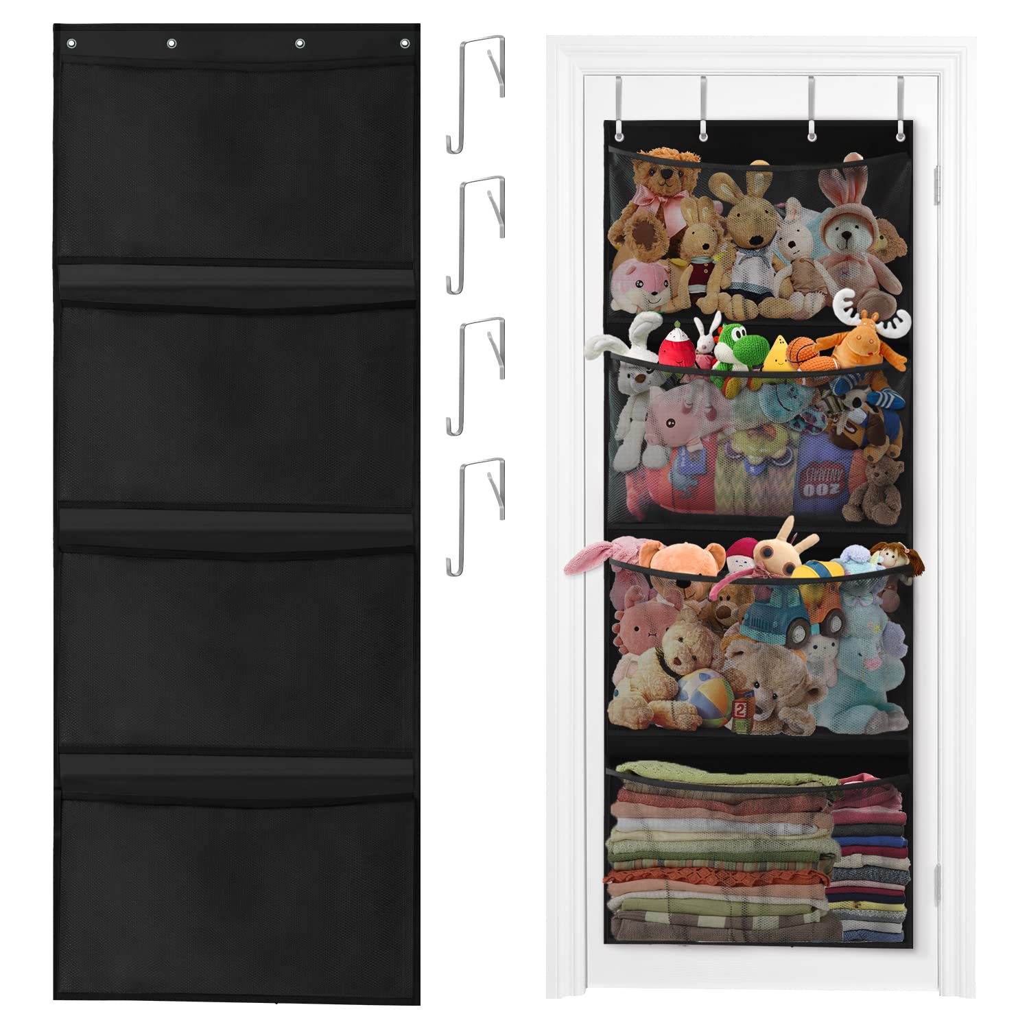 UAREHIBY Stuffed Animal Storage Bag - Large Capacity, Casual, Functional, Child-Friendly, Black