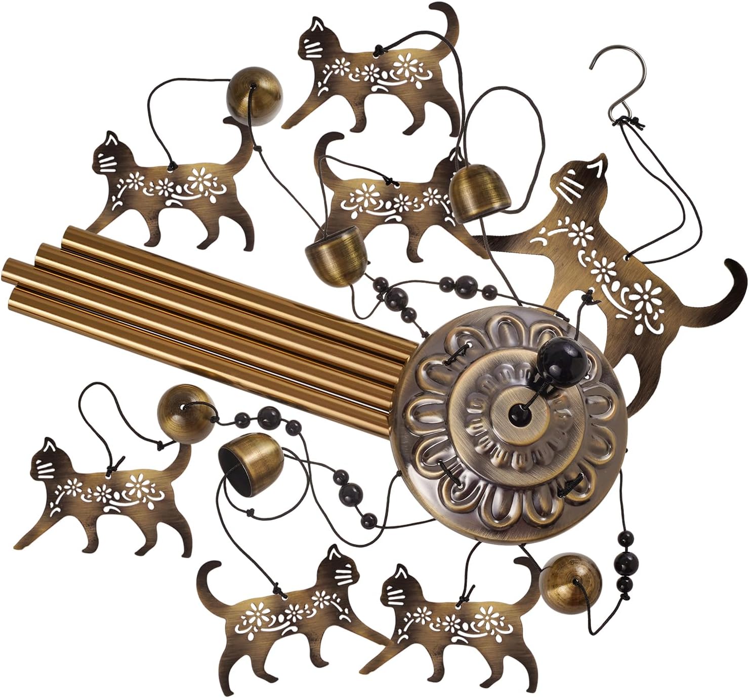 Outdoor Cats Wind Chimes Gifts for Mom - Bronze Memorial Wind Bells, Mobile Sympathy Wind Catcher, Romantic Cat Decor, 7 Cats Windchimes for Home, Balcony, Tree, Festival, Garden Hanging Decoration
