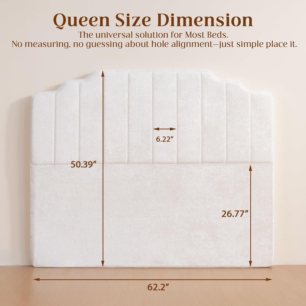 Queen Headboard, Beige Upholstered Headboard for Bed, No Assembly