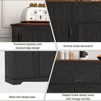 65" Sideboard Buffet Cabinet with Storage, Farmhouse Kitchen Pantries Sideboard Cabinets with Drawer, Wood Coffee Bar Cabinet with Adjustable Shelves, Storage Cabinets for Kitchen, Black