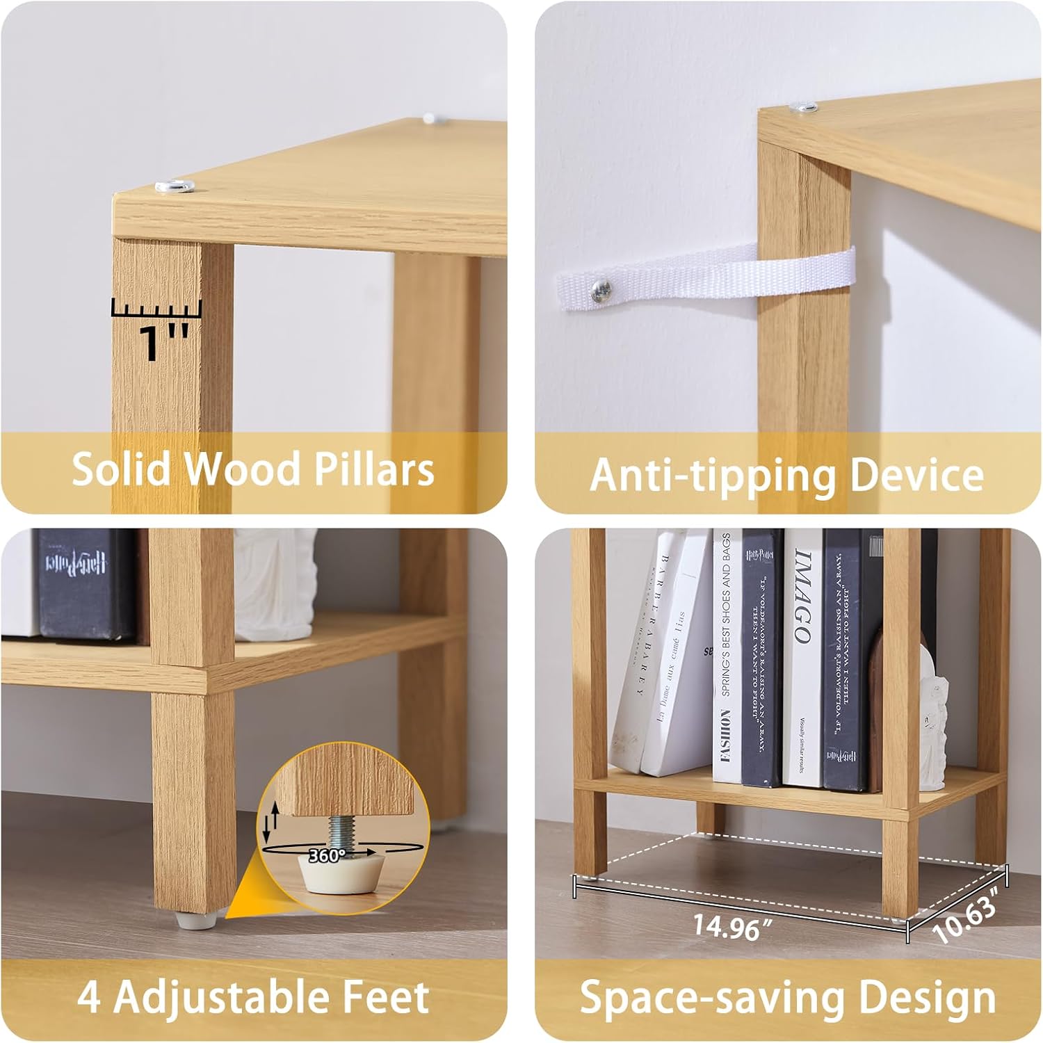 YUFAM 54in Tall Bookshelf 5-Tier Small Narrow Bookcase, Skinny Book Shelf for Small Space, Farmhouse Slim Shelf with Storage, Wood Freestanding Display Thin Bookshelves for Living Room, Natural