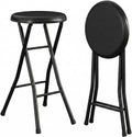 24 Inch Folding Stool Chair, Black Foldable Stool for Adults Portable, Lightweight Collapsible Bar Stool with Padded Seat, Compact Fold Up Stool for Parties, Weddings, Indoor Outdoor Use
