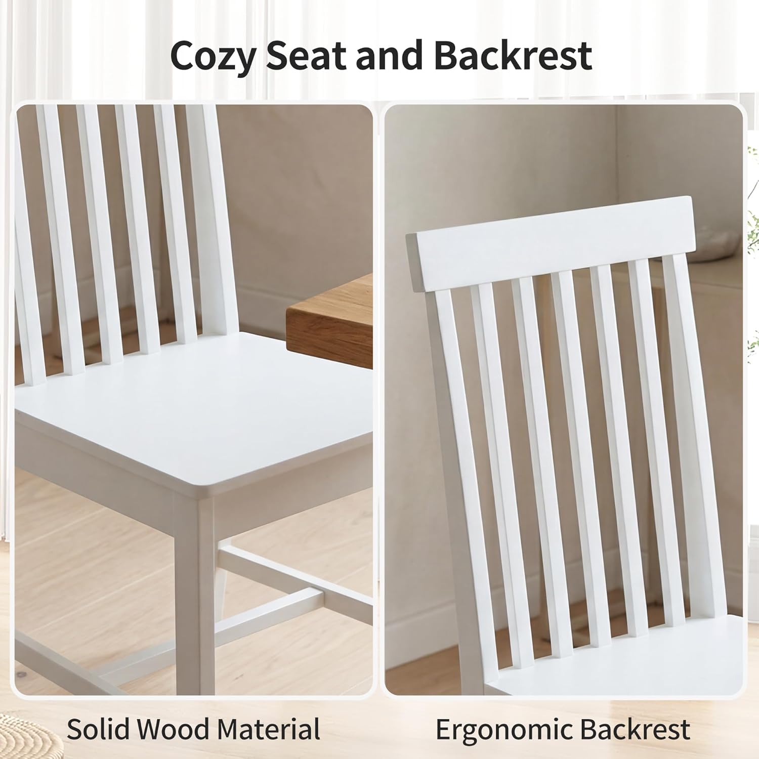 DUHOME 5-Piece Solid Wood Dining Table Set for 4, Farmhouse Kitchen Table Chairs Set of 4,Table and 4 Chairs Set for Small Space&Apartment, Dining Room, Breakfast Nook,White