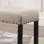 Roundhill Furniture Biony Fabric Dining Bench with Nailhead Trim, Tan