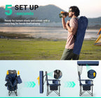 Overmont 2 Pack Camping Chair with Canopy, Oversized 330lbs Heavy Duty Folding Beach Chair with 3L Cooler Bag, High Back Support & 2.5" Padded Headrest for Sports, Fishing, Pool