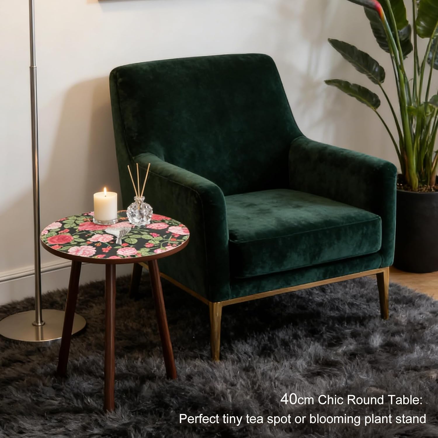 Round Side Table,Mid Century Modern End Table for Couch Bedside,Easy Assembly Accent Nightstand with Solid Wood Leg for Living Room,Bedroom,Corners,Small Table Stand for Small Spaces