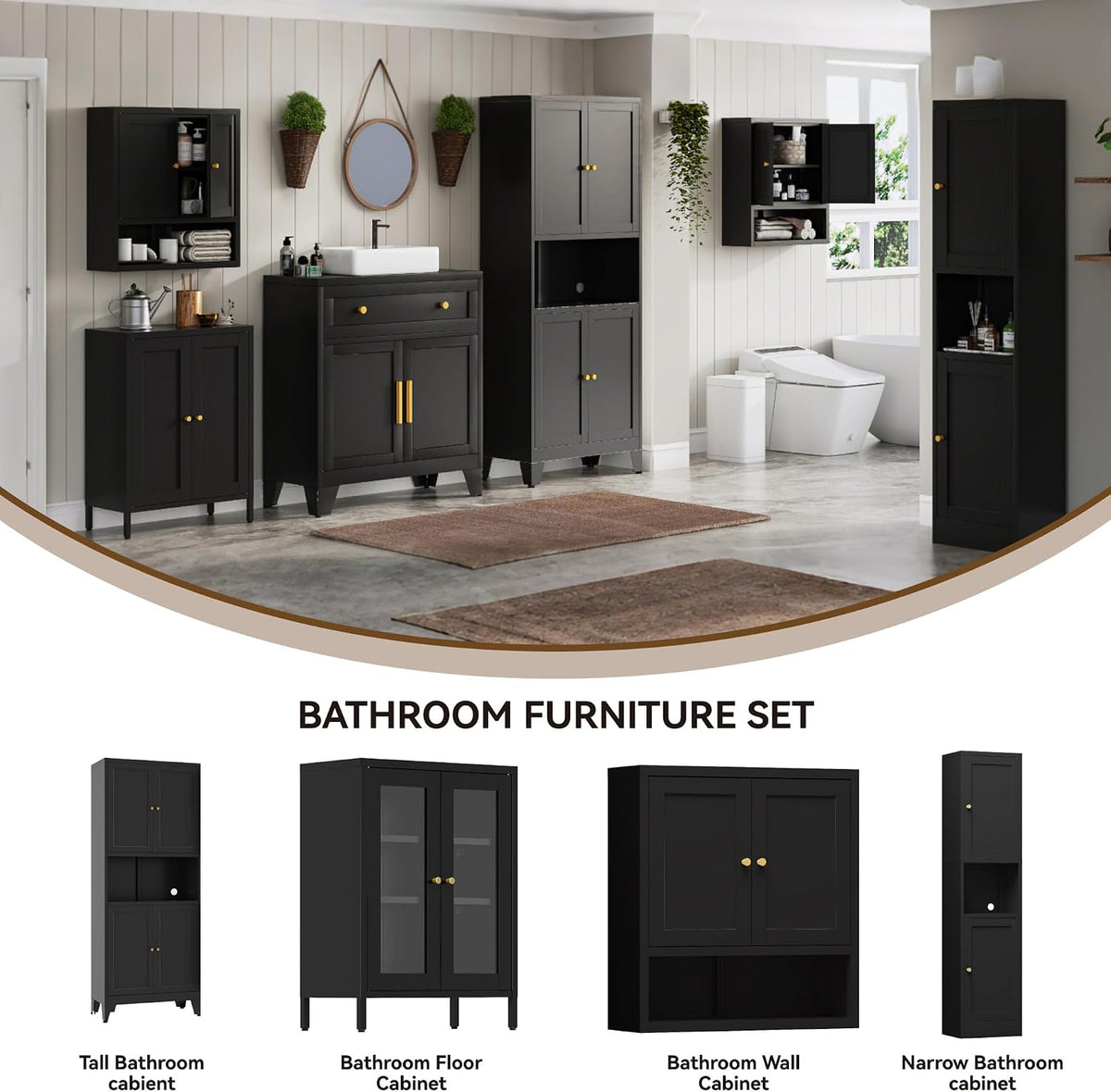 YAUWOH 69" Tall Metal Pantry Cabinet with Microwave Shelf, 4 Doors & 3 Adjustable Shelves, 120LBS Per Shelf Heavy Duty Storage Cabinet with Anti-Tip Design for Kitchen,Dining Room (1PC,Black)