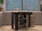 Kitchen Island with Two Shelves, One Drawer, Four Legs, Towel Hanger, Black | Combines two open shelves, one drawer, and towel hanger for storage