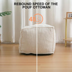 Pouf Ottoman Stuffed Modern Foam Filled Foot Rest Poufs for Living Room Chair Decorative 20 X 15 Inches Boho Relax Stool Floor Poufs Foot Rest for Living Room,Beige