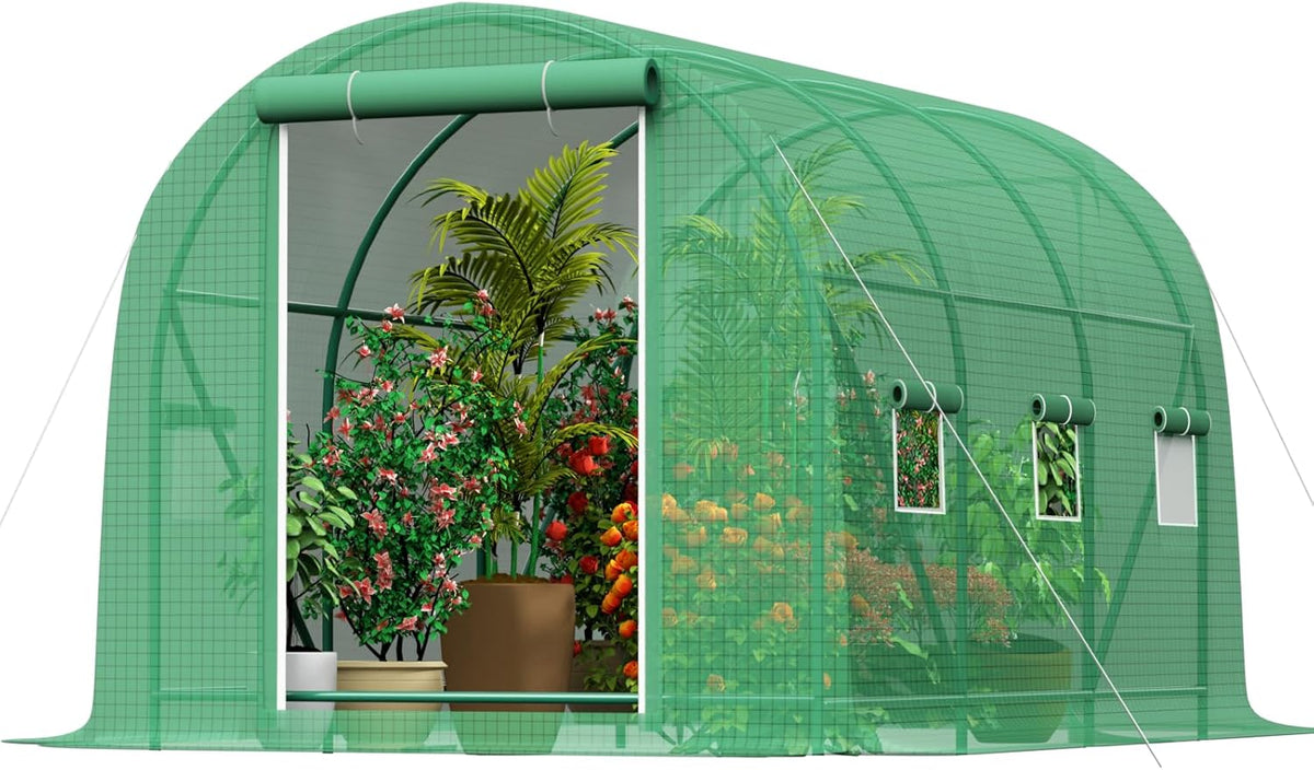 12x7x7 FT Greenhouse, Outdoor Walk-in GreenHouses with Screen Windows and Dual Zippered Door, Portable Waterproof Green Houses Tent for Outside Heavy Duty with Reinforced Frame #2