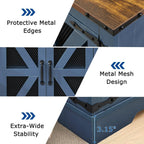 Farmhouse Coffee Table and End Table Sets of 3, 3 Piece Living Room Tables Set with Charging Station, Lift Top Coffees and 2 Large Side, Wood Furniture Sets with Storage, Blue