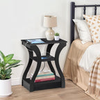 ZENY End Tables Set of 2 with Charging Station, Side Table with USB Ports and Outlets, 3 Tier Nightstand with Storage Shelf for Living Room, Bedroom, Black