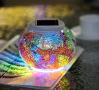 WSgift Color Changing Solar Powered Glass Mosaic Ball Led Garden Lights, Rechargeable Solar Table Lights, Outdoor Waterproof Solar Night Lights Table Lamps for Decorations, Ideal Gifts