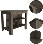 Kitchen Island with Four Legs and Three Shelves - Dark Brown | Three shelves and four legs for stable support and ample storage