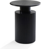 LuxenHome 21" Black Round Side Table, Fluted End Table for Small Spaces