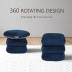 Get Set Style Ottoman, 360° Swivel Vanity Chair, Modern Geometric Ottoman, Foot Stool, Accent Vanity Stool, Lounge Footrest for Small Space, Living Room, Bedroom, or Entryway (Midnight Blue)