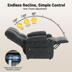 AMADA HOMEFURNISHING Power Recliner Chair for Adults, One-Touch Synchronized Electric Recliner with USB Ports, Cup Holder & Side Pockets, Thick Seat Cushion, Chenille, Living Room & Bedroom