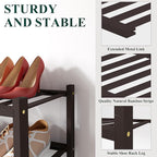 Smiry Bamboo Shoe Rack for Closet, 5 Tier Wooden Stackable Shoe Organizer, Free Standing Shoes Storage Shelf for Entryway, Front Door Entrance, Brown
