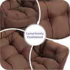 HollyHOME Lazy Chair with Foldable Ottoman, Accent Comfy Lounge Armchair and Folding Footrest Stool, Leisure Sofa Reading Chair and Footstool for Living Room, Bedroom, Dorm,Coffee Brown