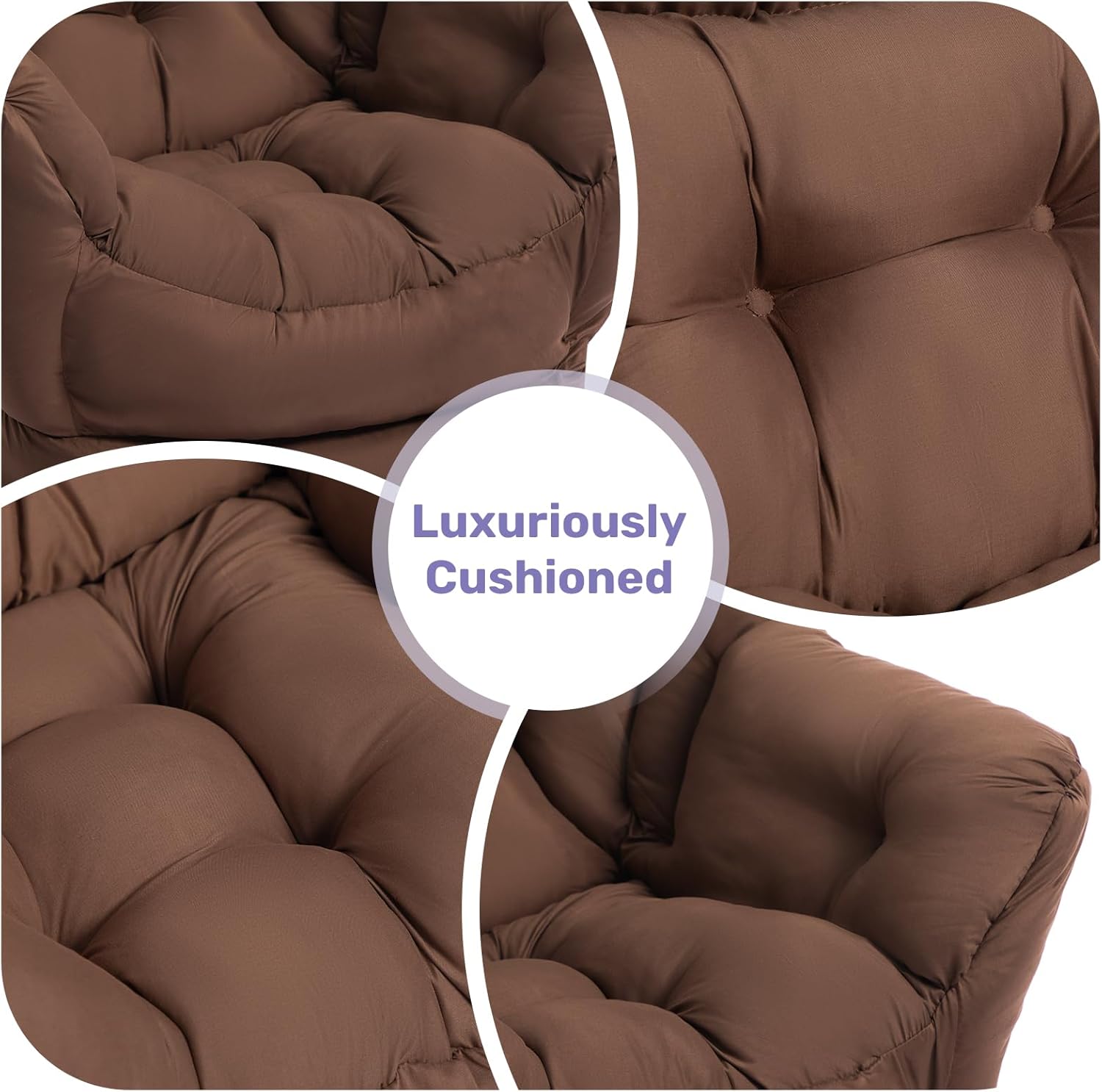 HollyHOME Lazy Chair with Foldable Ottoman, Accent Comfy Lounge Armchair and Folding Footrest Stool, Leisure Sofa Reading Chair and Footstool for Living Room, Bedroom, Dorm,Coffee Brown