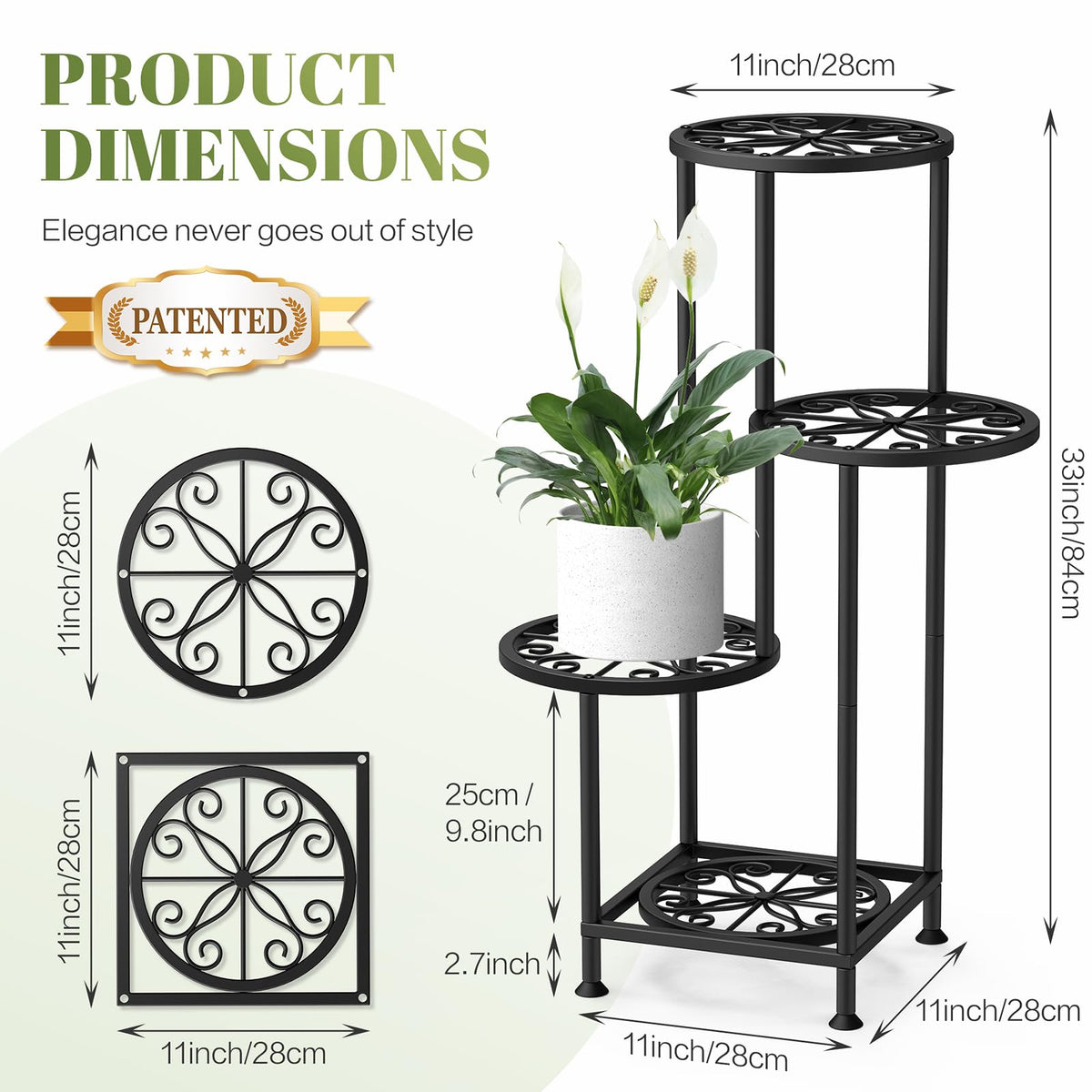 4 Tier Plant Stand Indoor Outdoor, Metal Flower Shelf Display Holder Corner