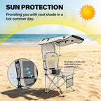 Camping Chairs with Canopy, Portable Quad Lawn Chair for Adults, Folding Recliner Chair with Cup Holder Outdoor Events and Shade- Support 330 LBS