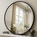 40 Inch Round Mirror - Circle Mirrors for Bathroom, Entryway and Living Room Wall Decor, Modern Hanging Vanity Mirror, Matte Black Circle Decorative Wall Mirror