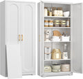 UNICOLY 71" Tall Storage Cabinet, Metal Kitchen Pantry Storage Cabinets | Pantry Cabinet with Doors and 4 Shelves，White Cabinets for Laundry Room, Living Room, Dinning Room, Assembly Required