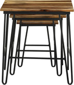 Natural and Black 3 Nesting Table with Hairpin Legs