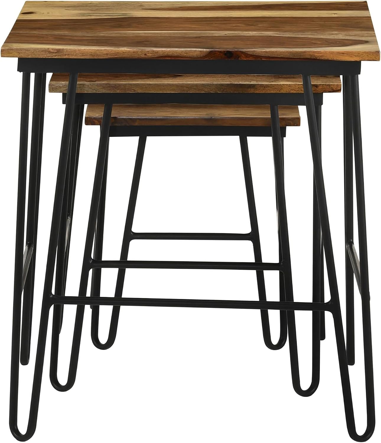 Natural and Black 3 Nesting Table with Hairpin Legs