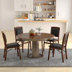 KOTEK Folding Dining Chairs Set of 2, Wooden Kitchen Chairs with Padded Seat & Backrest, Foldable Armless Side Chairs for Dining Room, Living Room