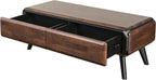 Furniture of America Nazaen Modern 2-Piece Coffee Table Set, Rich Walnut | Solid Wood 48-inch Coffee Table and 25-inch End Table with Drawers and Splayed Legs for Living Room, Home Office