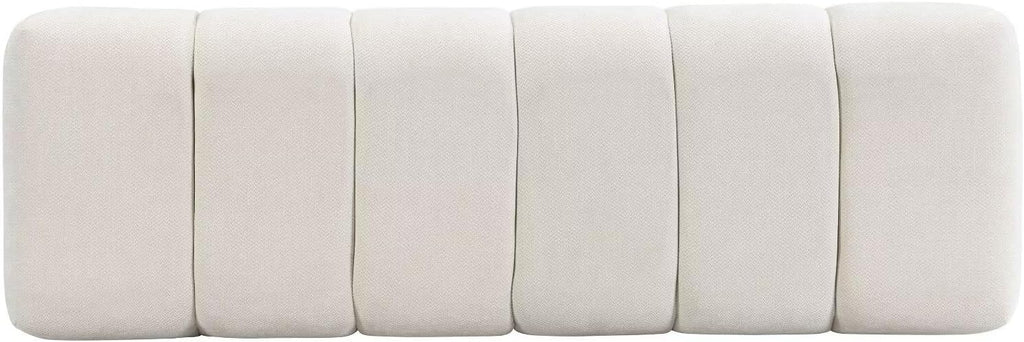50" Upholstered Dining Bench, No-Assembly Chenille Fabric Ottoman Stool with Wood Legs, 300LB Capacity Multi-Functional Seating for Entryway, Bedroom, Bedside, Living Room, Beige