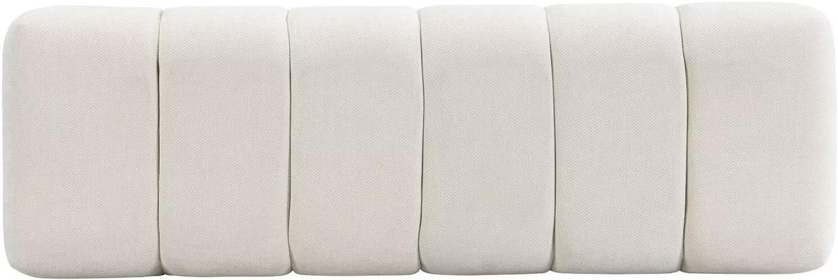 50" Upholstered Dining Bench, No-Assembly Chenille Fabric Ottoman Stool with Wood Legs, 300LB Capacity Multi-Functional Seating for Entryway, Bedroom, Bedside, Living Room, Beige