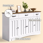 Gizoon Sideboard Buffet Cabinet with Storage, Modern Kitchen Sideboard and Coffee Bar with Drawers and Doors, Wood Buffet Table for Dining Room, 15.2" D x 55.1" W x 31.9" H, White/Rustic Brown