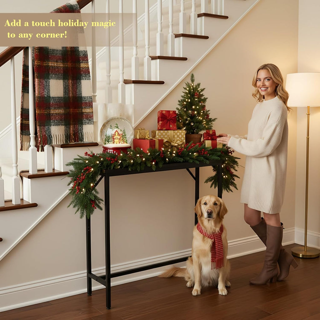 LITA Console Table, 29.5" Narrow Entryway & Thin Sofa Table for Behind Couch, Accent Table for Hallway, Living Room & Bedroom, Black