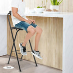 2Pcs Foldable Bar Chair, Tall Folding Chair, Portable Folding Stool Seat Height 29.53in for Outdoor/Indoor Kitchen Home Bar, Assembly Free (Black)