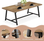 Tribesigns Dining Table for 8 People, 70.87-inch Rectangular Wood Kitchen Table with Strong Metal Frame, Vintage Large Long Dining Room Table for Big Family (Yellow Brown)