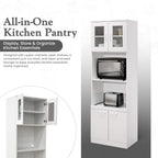 Kings Brand Furniture - Danbury Tall Kitchen Pantry, Microwave Storage Cabinet, White