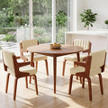 Dining Chairs Set of 4,Mid Century Modern Kitchen Chair with Hanging Arm | Set of 4 Dining Chairs, Mid Century Modern Faux Leather Upholstered Kitchen Chair, Walnut Legs Back for Dining Room Living