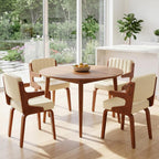 Dining Chairs Set of 4,Mid Century Modern Kitchen Chair with Hanging Arm | Set of 4 Dining Chairs, Mid Century Modern Faux Leather Upholstered Kitchen Chair, Walnut Legs Back for Dining Room Living