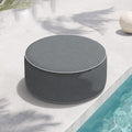 Indoor/Outdoor Inflatable Ottoman D21 x H9 inch, Round Footstool Inflatable Foot Rest Ottoman with Handle, Portable Pouf for Patio, Garden, Camping, Home, Textured Gray